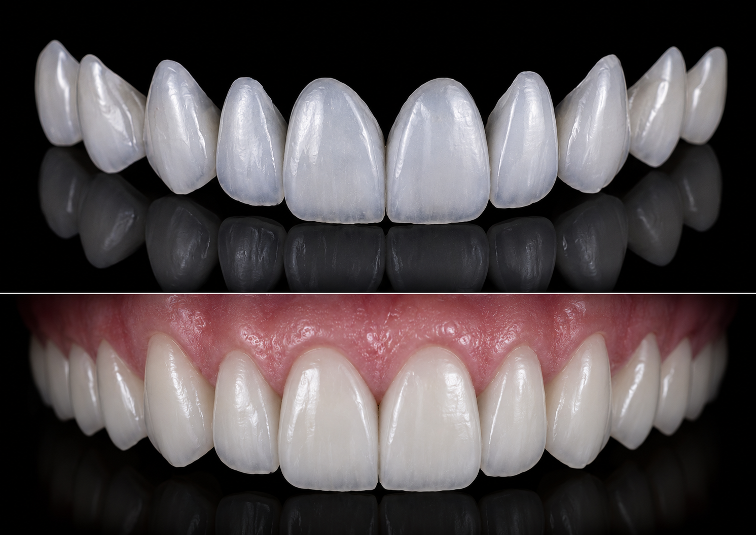 Lithium disilicate Emax veneers — upper and lower aesthetic case from Horizon Dental Lab, dental lab Pennsylvania
