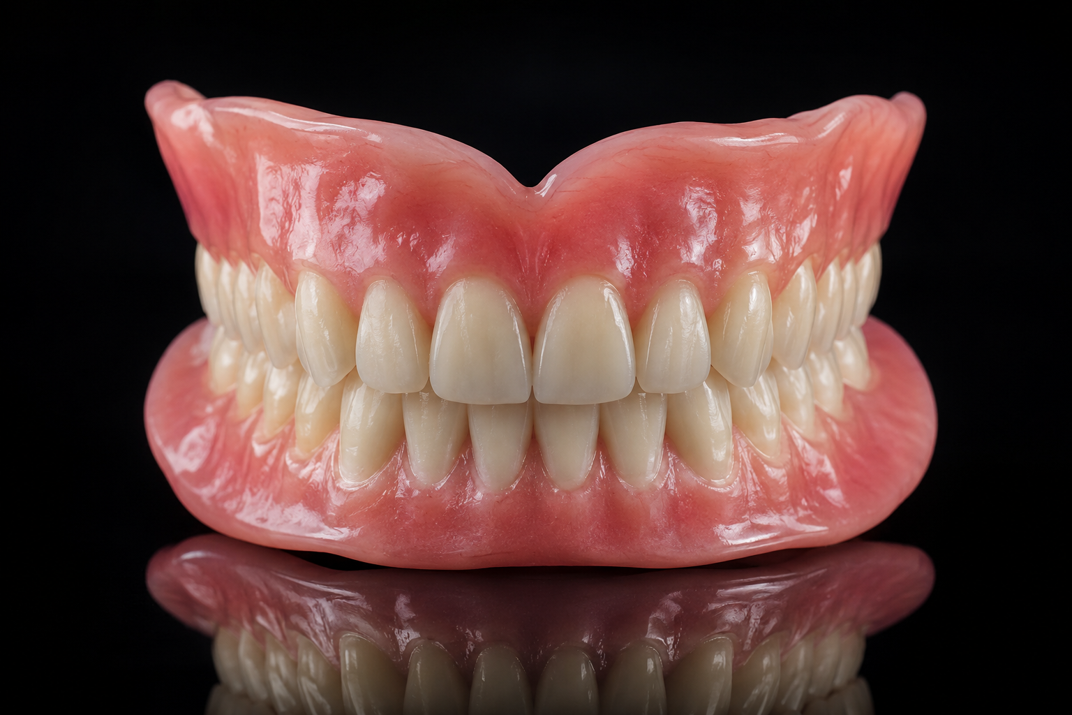 Full Denture dental prosthesis fabricated by Horizon Dental Lab, Warminster PA - complete acrylic denture with natural-looking teeth and gingival characterization